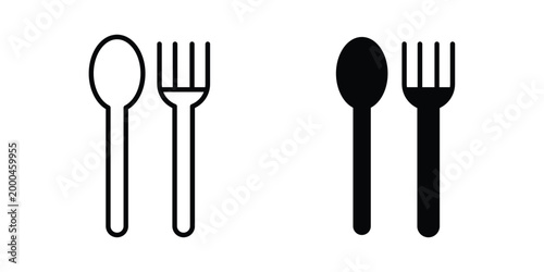 Spoon and Fork icon pack, best for Graphic designs. Vector