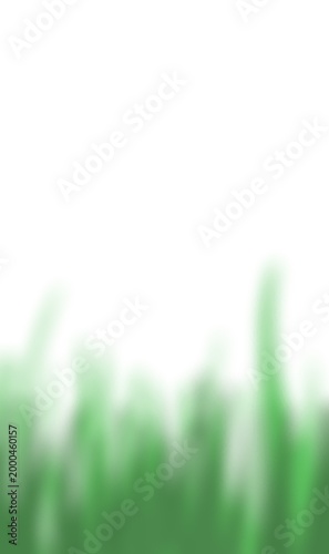 Abstract green gradient brush forming grass shapes, fresh organic strokes, soft texture, natural style, isolated on clean white background.