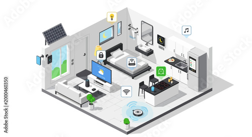 Isometric Vector Illustration of Modern Open-Plan Living Space