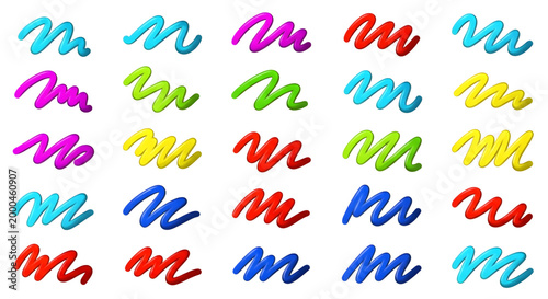 Colorful neon script letter 'm' set isolated on transparent background