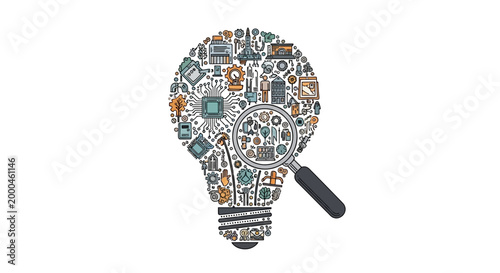 Lightbulb filled with icons vector illustration