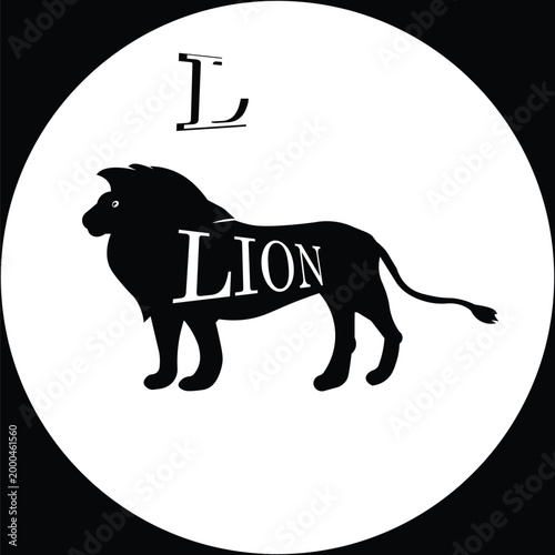  graphic design featuring a lion silhouette against a white background