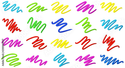 Colorful brush strokes collection isolated on transparent background