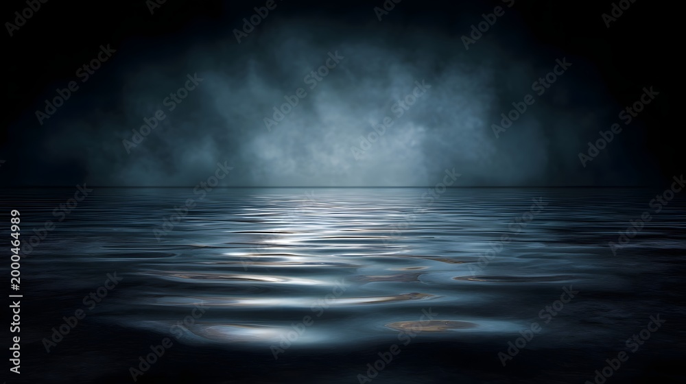 Fototapeta premium Ethereal mist emanating from a deep rippling body of water creates a mysterious and dramatic backdrop