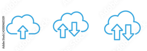 Cloud icon, upload download symbols, data transfer graphics, storage synchronization concept, technology vector illustration