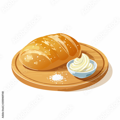 Frisches Bauernbrot mit Butter und Salz