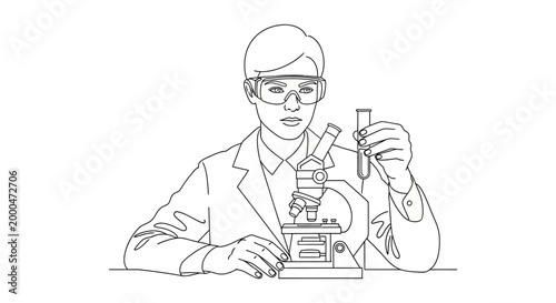 scientist examining test tube in lab vector illustration