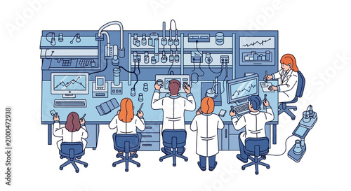 scientists working in a laboratory vector illustration