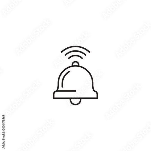 Simple line drawing of a ringing bell.