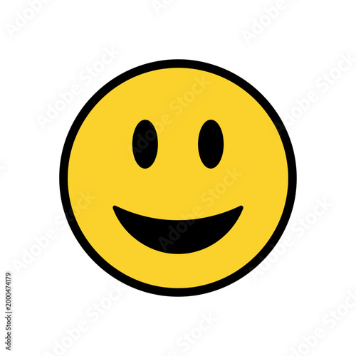 Simple Yellow Smiley Face Icon - Happy Emotion Symbol
