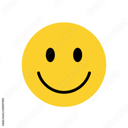 Simple Yellow Smiley Face Icon on White Background
