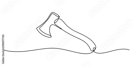 Continuous one line drawing of a sharp wooden axe
