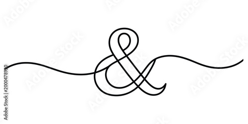 Foto Elegant continuous line drawing of ampersand symbol