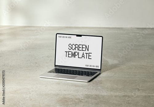 Mockup Of Open Laptop With Customizable Screen