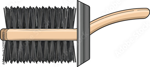 Broom, brush, cleaning tool, household item, vector illustration