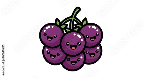 Purple cartoon grapes smiling faces.