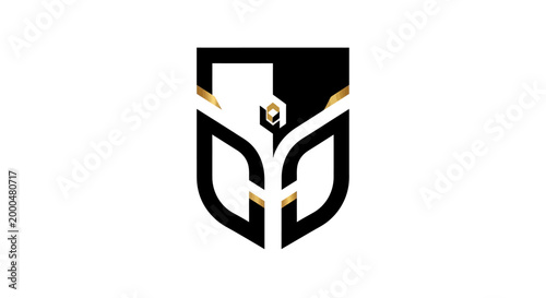 Stylized Vector Logo Design with Gold Accents