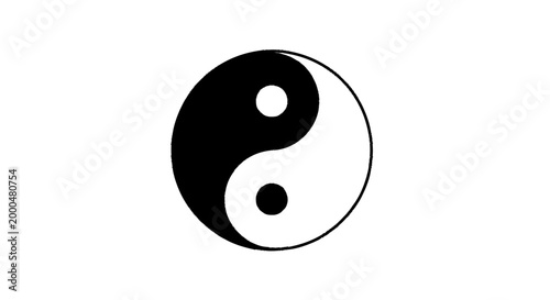 Symbol of yin and yang, representing balance and harmony, against a clean white background