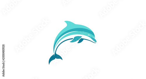 Teal Dolphin Leap Vector Illustration
