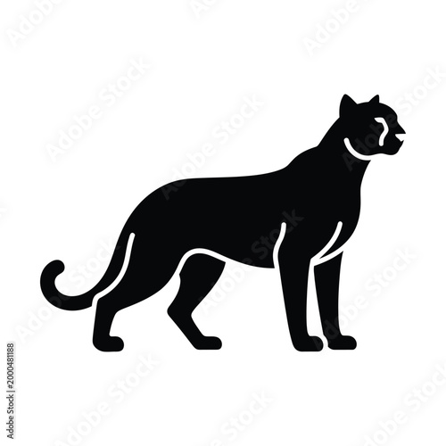 Photography Minimalist cheetah silhouette vector, black wild cat icon, predatory feline prof