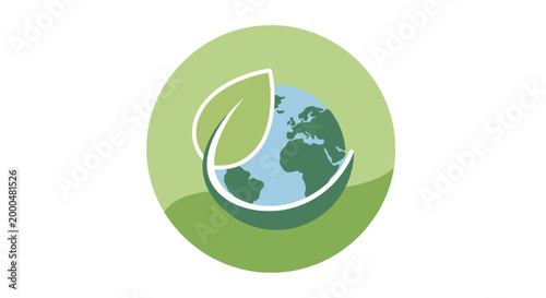 vector globe with leaf graphic