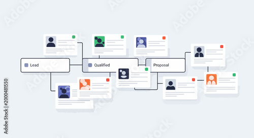 vector flowchart diagram with people and abstract icons