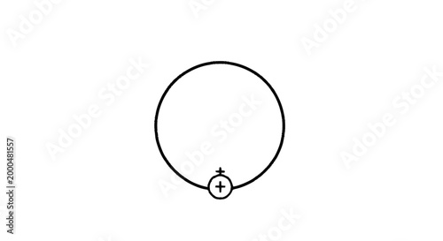 Circular symbol with a plus sign at the bottom, representing a sacred geometric shape, a mathematical concept, or an abstract representation of balance