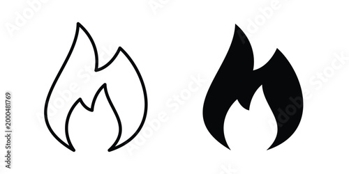 Flame icon pack vectors for graphic projects.