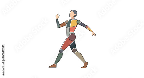 vector illustration of a colorful walking figure
