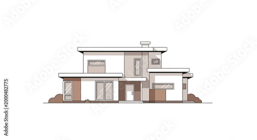 vector illustration of a modern two-story building