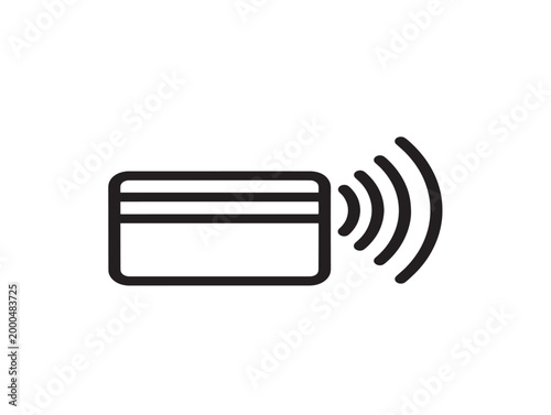 Contactless payment icon with card and wireless signals vector illustration