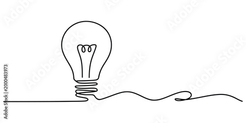 Continuous single line drawing of a light bulb