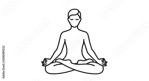 Vector Line Art Illustration of Meditation Pose