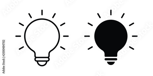 Lightbulb icon pack vectors for graphic projects.