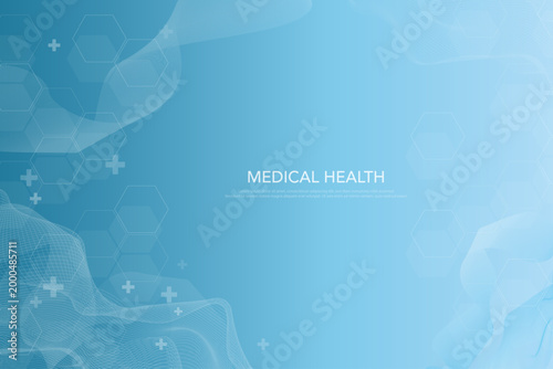 Medical health. Health care and medical background. Medical care service symbols, hospital, patient, medicine, pharmacy, nurse, prescription and medical report. Vector illustration.