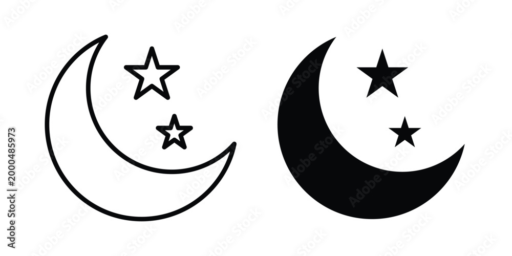 © Bell - Moon stars icon pack vectors for graphic projects.