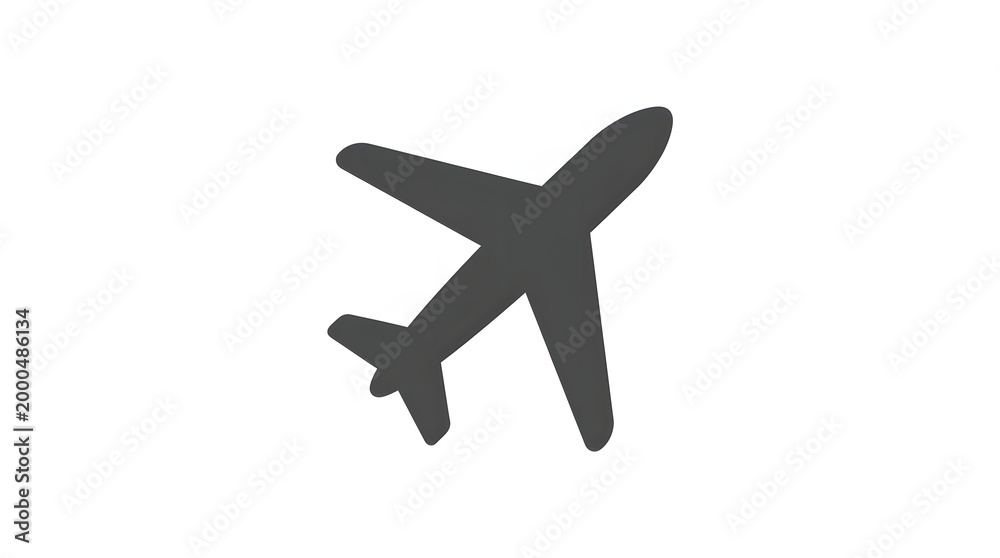 Obraz premium Silhouette of an Airplane Icon on White Background