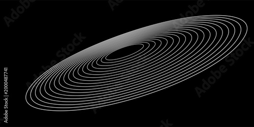 Create a bold look with a centric circle background featuring vector graphics of sound waves.