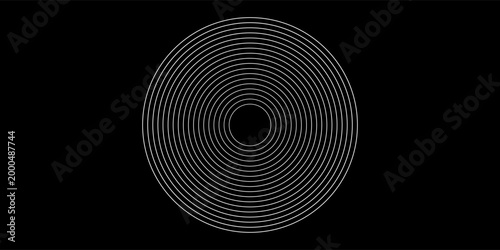 Create a bold look with a centric circle background featuring vector graphics of sound waves.