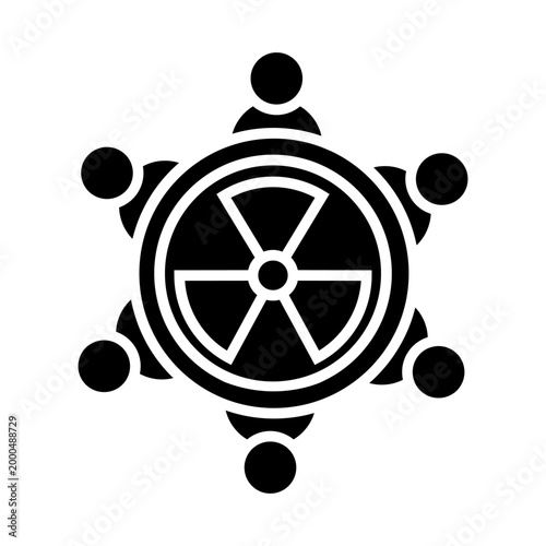 Radiation icon vector. Nuclear energy Illustration sign. Emitting symbol. Nuclear waste logo.