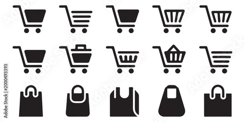 Graphic collection of black banner silhouettes for headers and website interface elements.