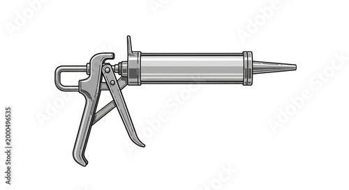 Caulk gun with metal body.