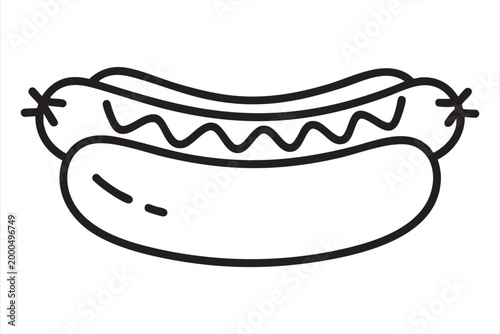 Street food hot dog icon, fast food sausage sandwich symbol for restaurant menu and delivery platforms