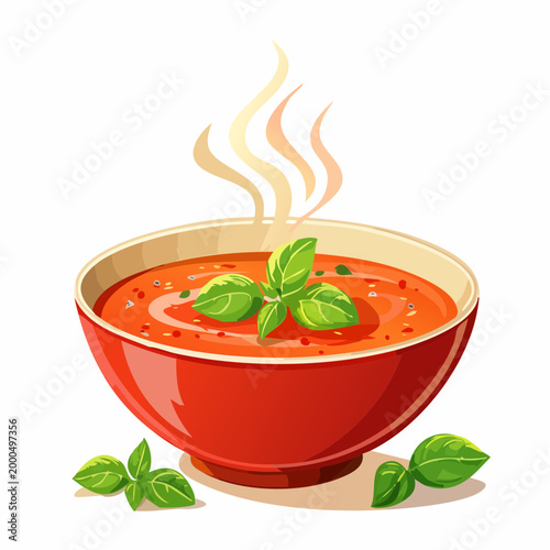 Hausgemachte Tomatensuppe mit Basilikum