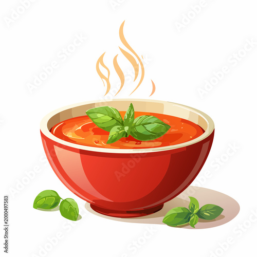 Hausgemachte Tomatensuppe mit Basilikum