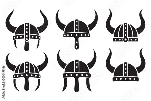 Horned Viking Helmet Symbols for Gaming Mascot Branding and Fantasy Design