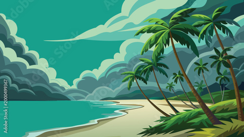 tropical beach scene with palm trees and turquoise water high quality professional detailed modern elegant stylish clean crisp vibrant colorful digital