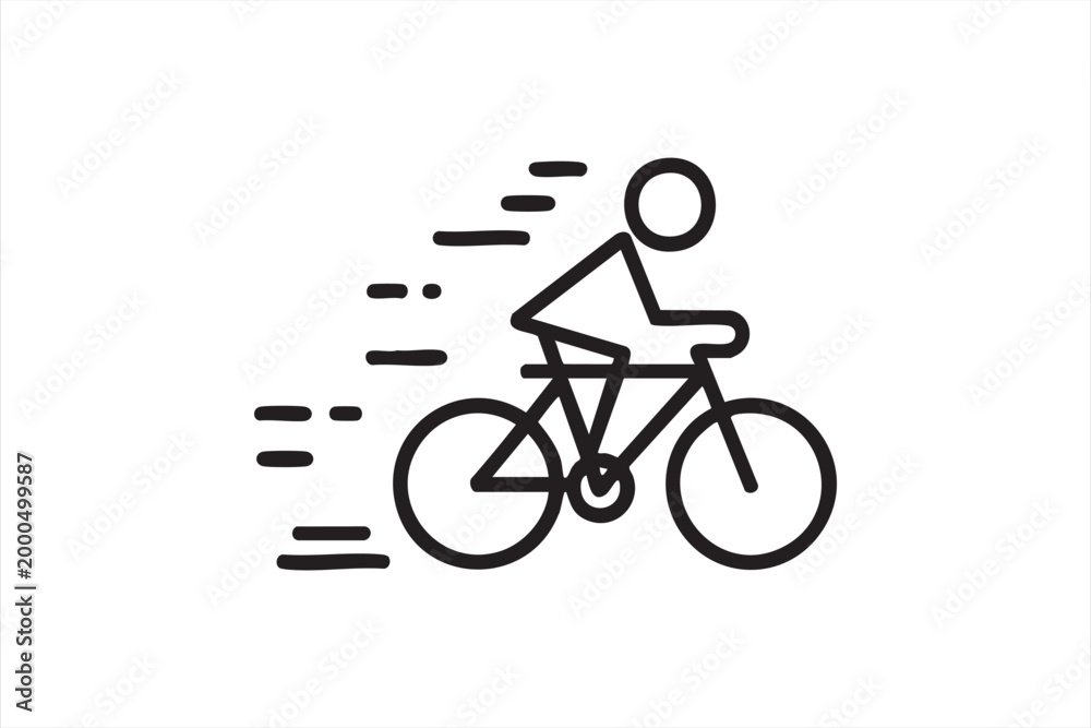 Fototapeta premium Bike Rider Outline Symbol for Sports Fitness and Delivery Apps