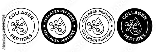 Collagen peptides line icon, logo, badge, sign, sticker, label, emblem, stamp, symbol, black, line, flat vector, isolated illustration.