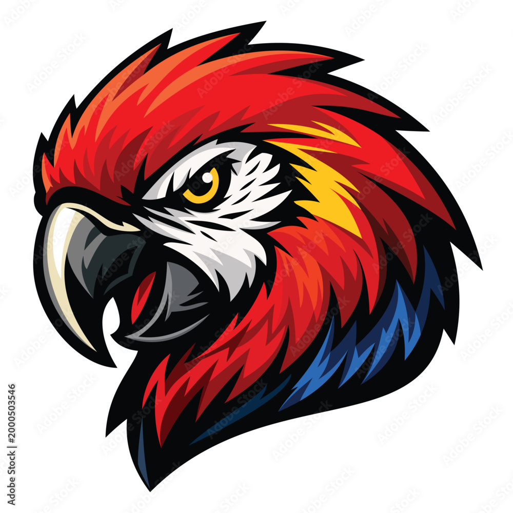 Fototapeta premium scarlet macaw head mascot logo design vector